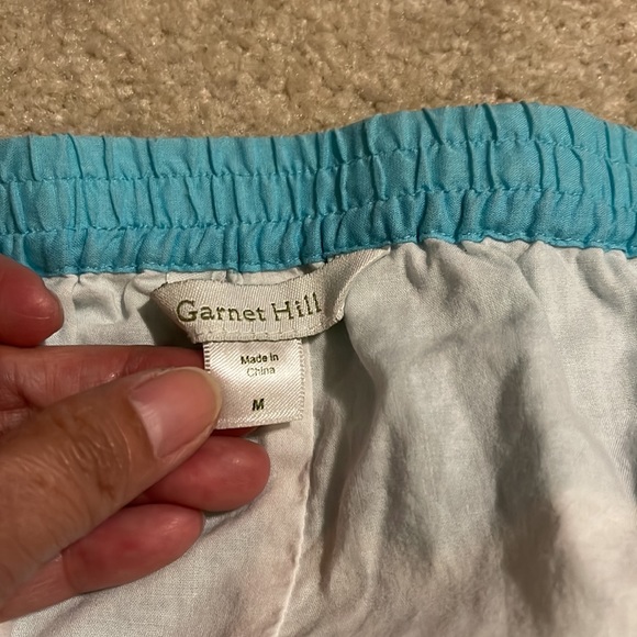 Garnet Hill Vacation Village Novelty Scene A-Line Skirt Blue Side Tie Cotton-M - Picture 6 of 8